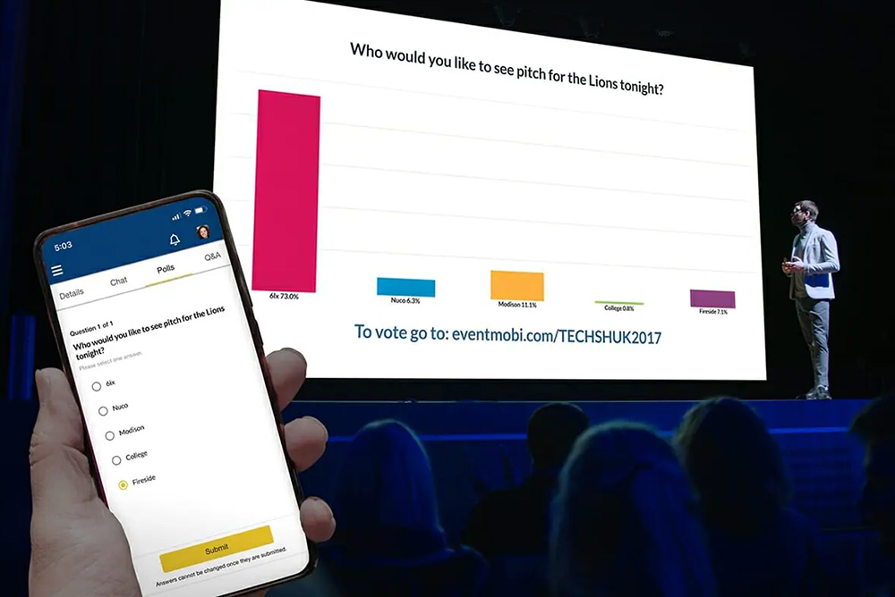 polling in a presentation using a mobile phone